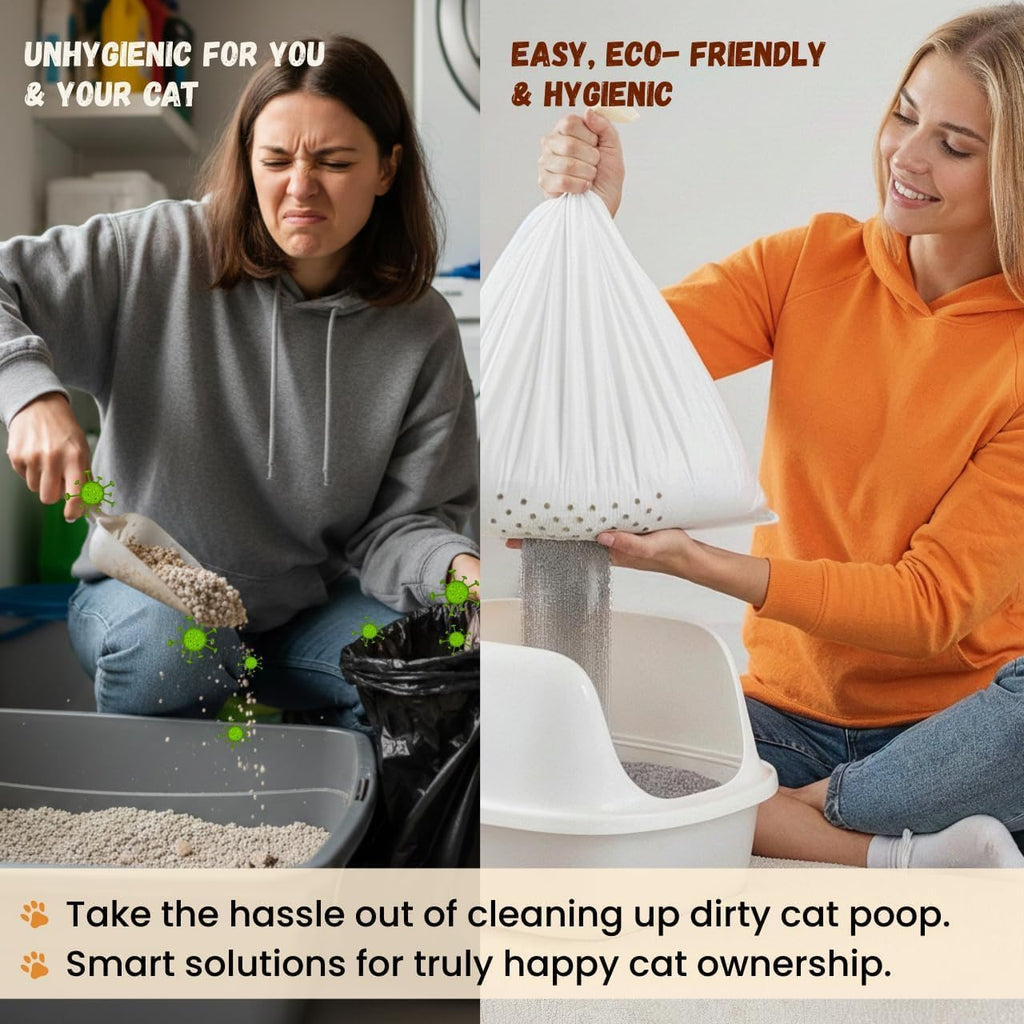 Elastic Sifting Litter Box Liners Extra Large — 7 Count — 41" x 20" Cat Litter Sifting Bags Scratch Resistant Waterproof Drawstring — Fits XL/XXL/Jumbo Litter Boxes — 2 Mil Thick