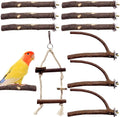 Bird Parrot Perch Set - 10PCS Natural Wood Parakeet Stand, Fork, Rod, Paw Grinding Stick for Budgies, Cockatiels, Conure, Lovebirds