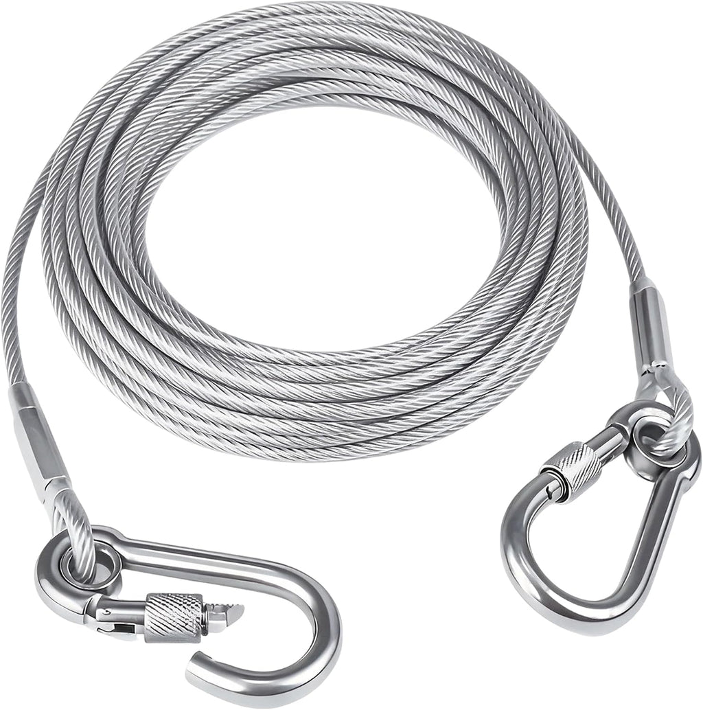 Steel Reflective Tie Out Cable, Wire Clothesline & Dog Leash(16.4FT)