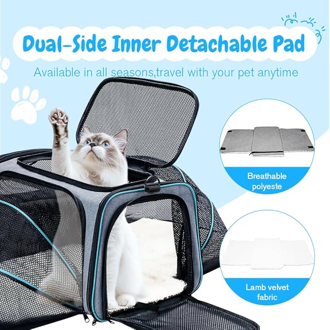 Double Expandable Cat Carrier, Airline Approved Soft-Sided Pet Travel Carrier - Image 8