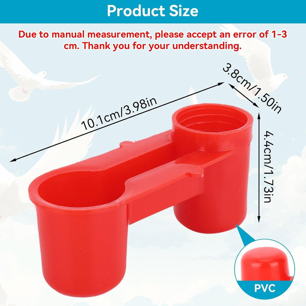 20PCS Bird Drinker Feeder Cup, PVC Soda Pop Water Bottle Cup, Bird Water Dispenser Parrot Water Dispenser Pigeon Water Bottle Feeder for Pigeons Parrot Chicken, 4 X 1.5 X 1.7in