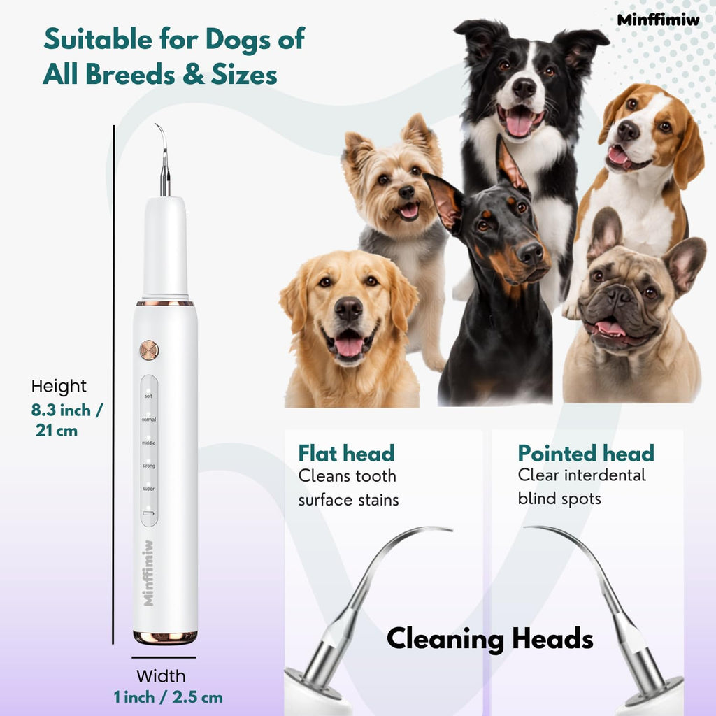 Dog Plaque Tartar Remover for Teeth - Dog Teeth Cleaning Kit, Electric Remover with LED Light, 5 Adjustable Modes, Safe Pet Tooth Cleaner, Dental Care Tool for Dogs