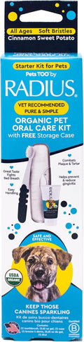 Radius USDA Organic Dental Solutions All Ages Dog Dental Kit 1 Unit, 1 Dog Toothbrush, 1 0.8oz Toothpaste, & 1 Travel Case, Firm Bristle & Non Toxic Toothpaste for Dogs