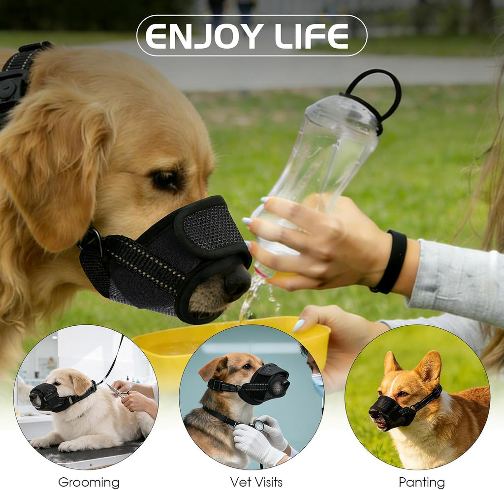 2 Pack Breathable Adjustable Soft Dog Muzzle, Allows Drink Pant L