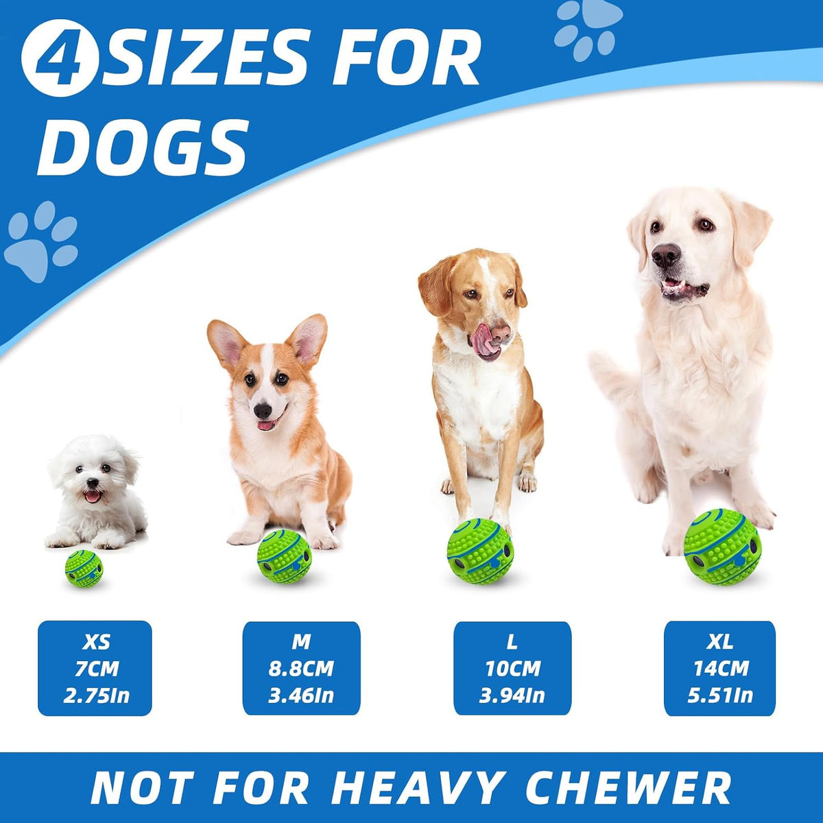 Spiky Interactive Dog Toys Ball, M, 3.46 in (8.8 cm)