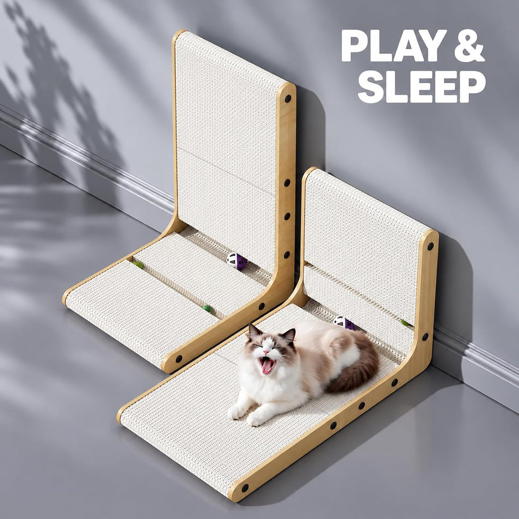 Cardboard Cat Scratcher, 24 Inch L Shaped Cat Scratch Pad for Indoor Cats