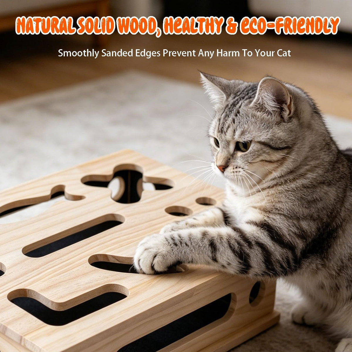 Cat Scratch Puzzle Enrichment Box, Large Cat Nail File Box with Sandpaper