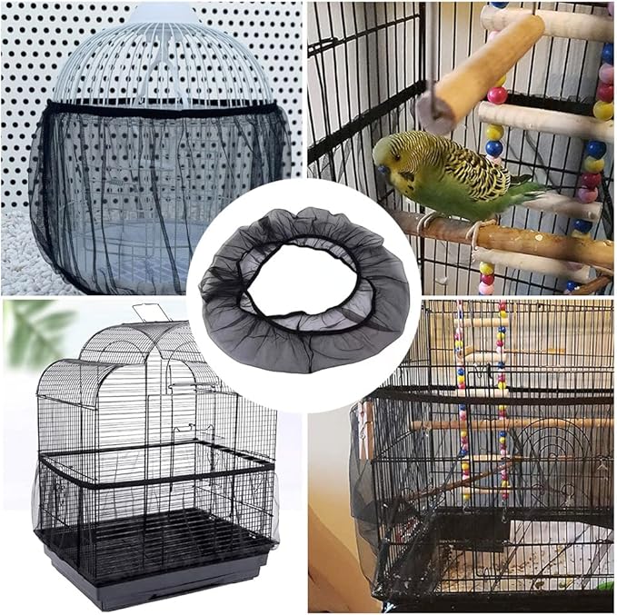 Universal Bird Cage Seed Catcher, Elasticity Airy Gauze Guard Net Cover - Image 5