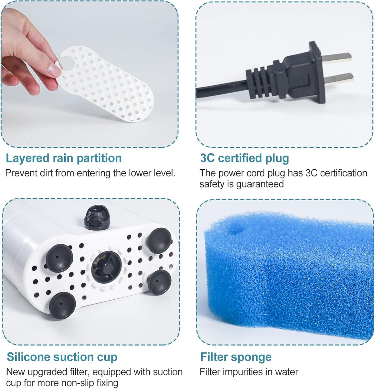 UPETTOOLS Turtle Filter - Internal Filter for Small Fish, Turtle, Shrimp & Amphibian Tanks