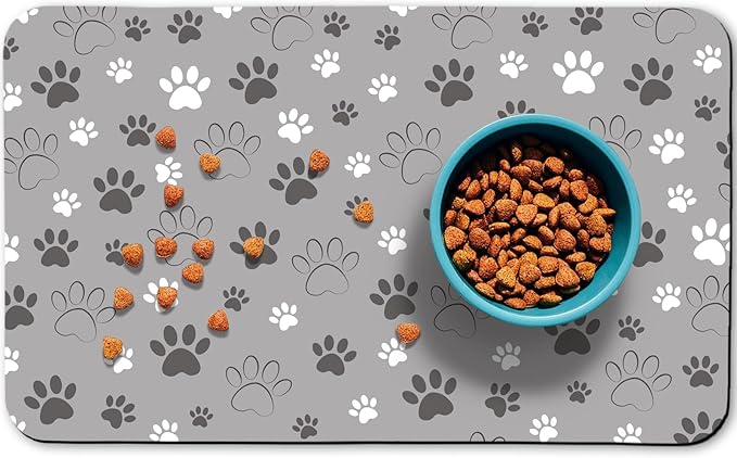 Dog Food Mat, Absorbent Water Bowl Mats Cat Pet Feeding Placemats Light Gray 17 by Zoeeya
