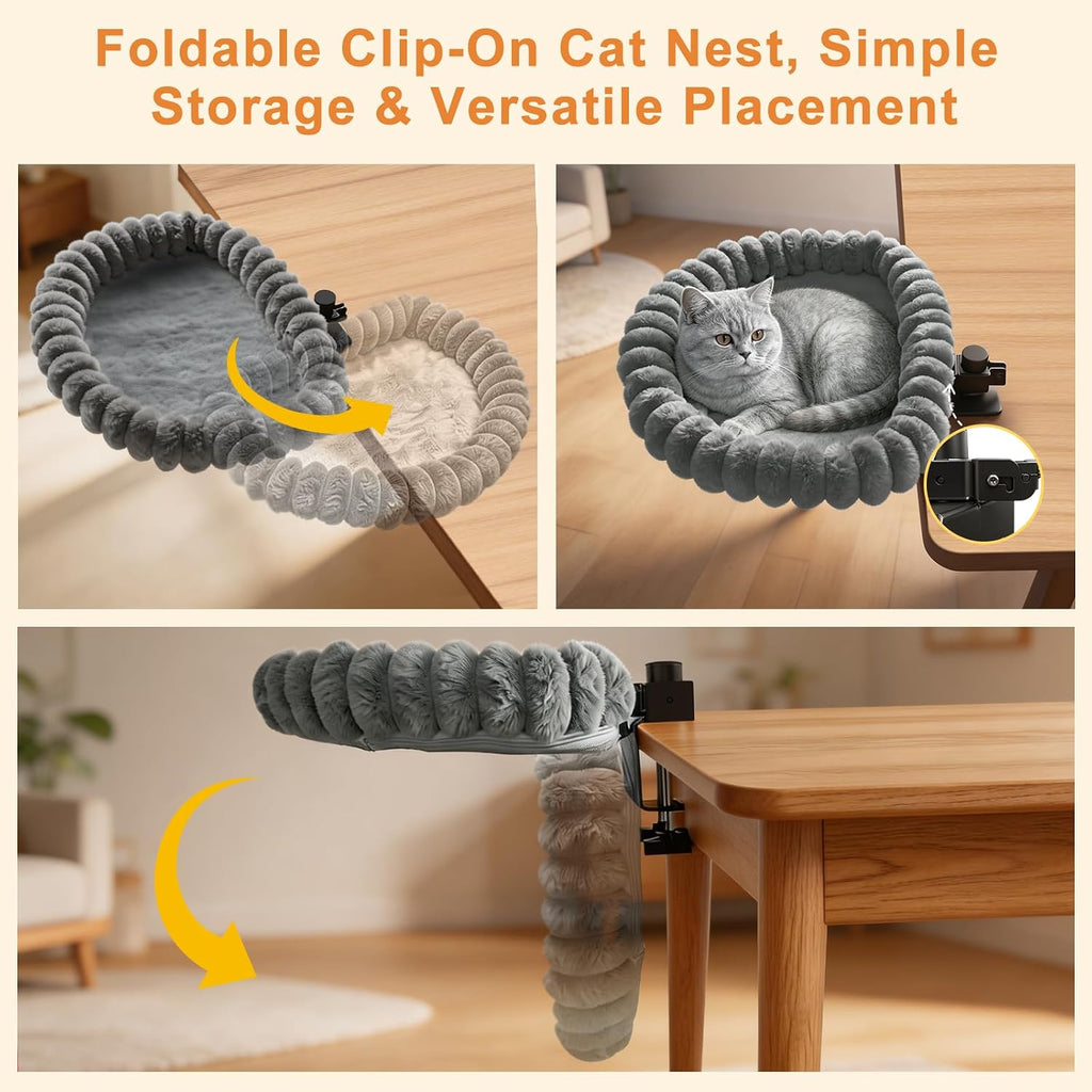Cat Desk Bed -360° Rotation & Vertical Foldable 20"x17",Removable &Washable