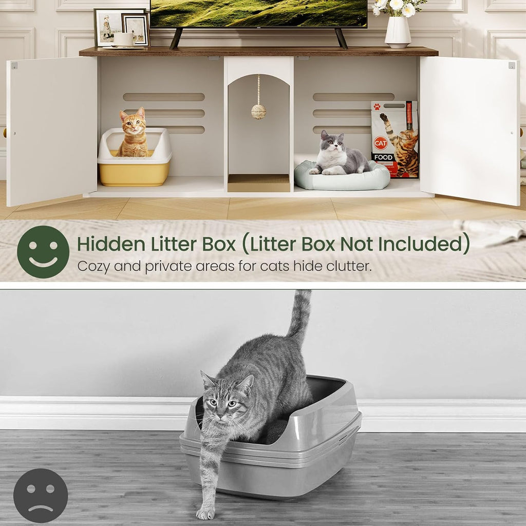 CHOEZON 47.2'' Cat Litter Box Enclosure for 2 Cats with Scratch Pad