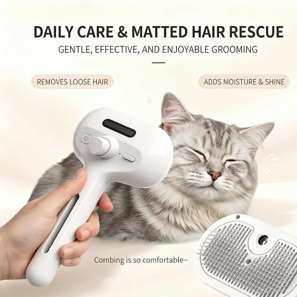 Steam Spray Pet Brush Dog Cat Grooming Comb For Shedding Floating Hair