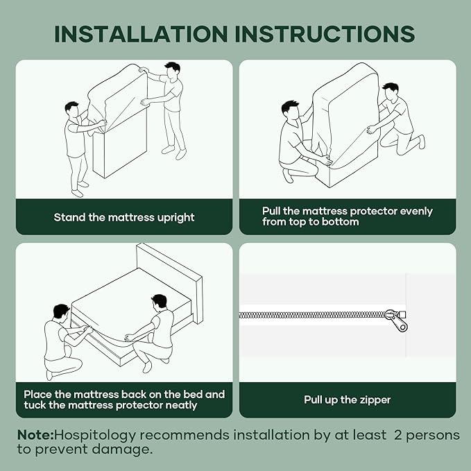 OhGeni 100% Waterproof Zippered Mattress Protector, Queen Size Mattress - Image 8