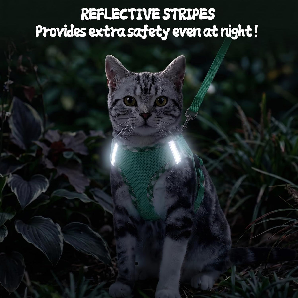 Tensho Cat Harness and Leash Set Escape Proof Vest, Green S