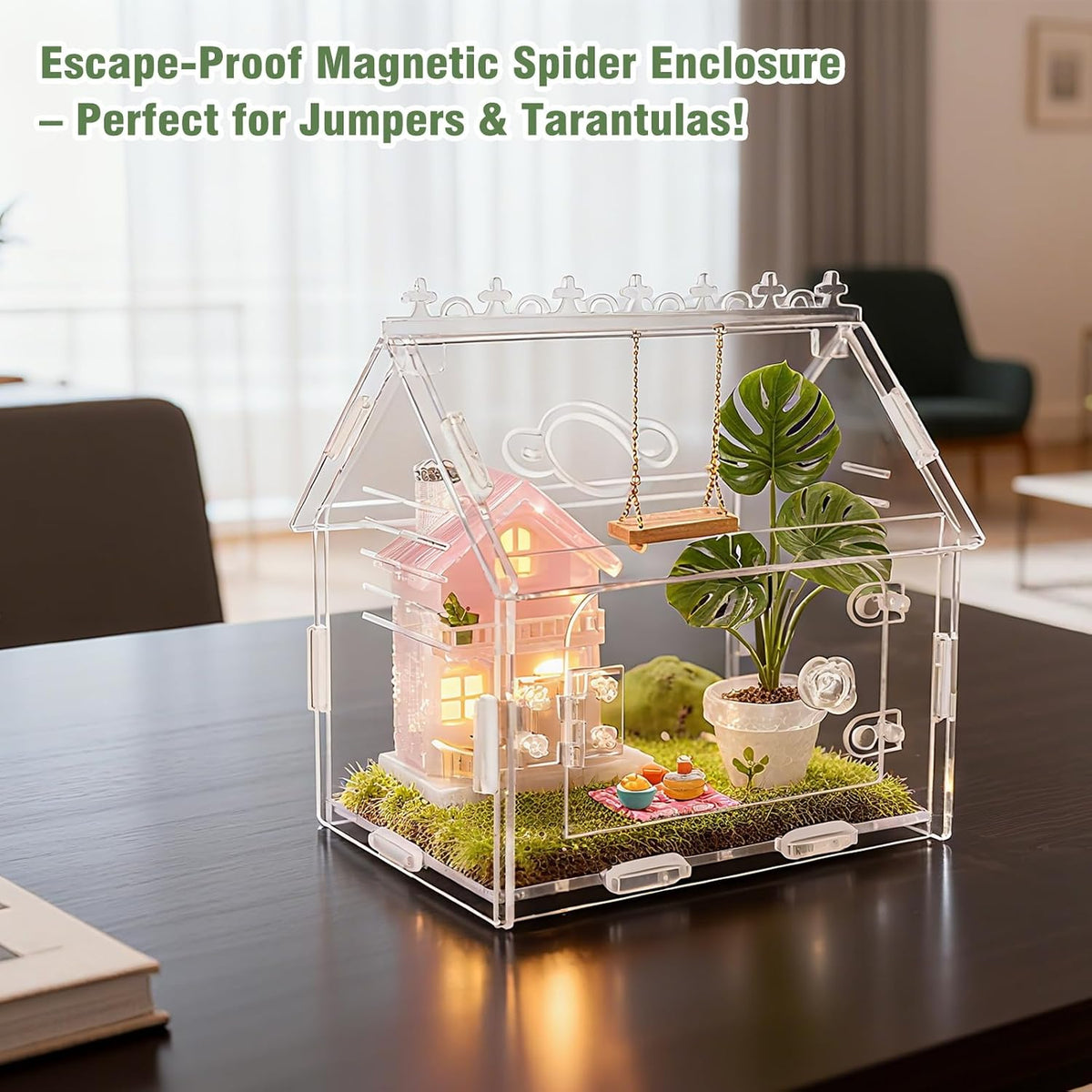 Acrylic Jumping Spider Enclosure Magnetic Lock Terrarium