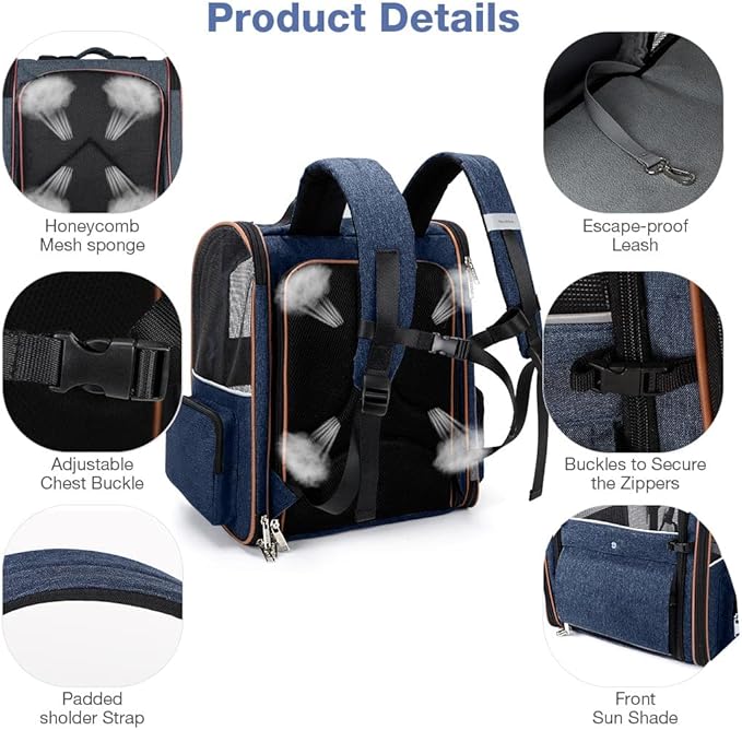 Lekebobor Extra Large Cat Backpack Carrier Expandable Pet Carrier Backpack - Image 5