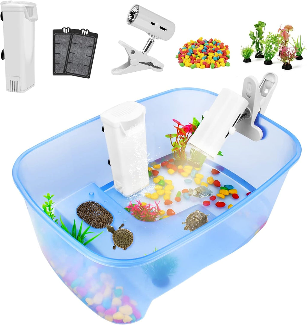 Rypet Small Turtle Tank Aquarium(Excluding Accessories) Blue