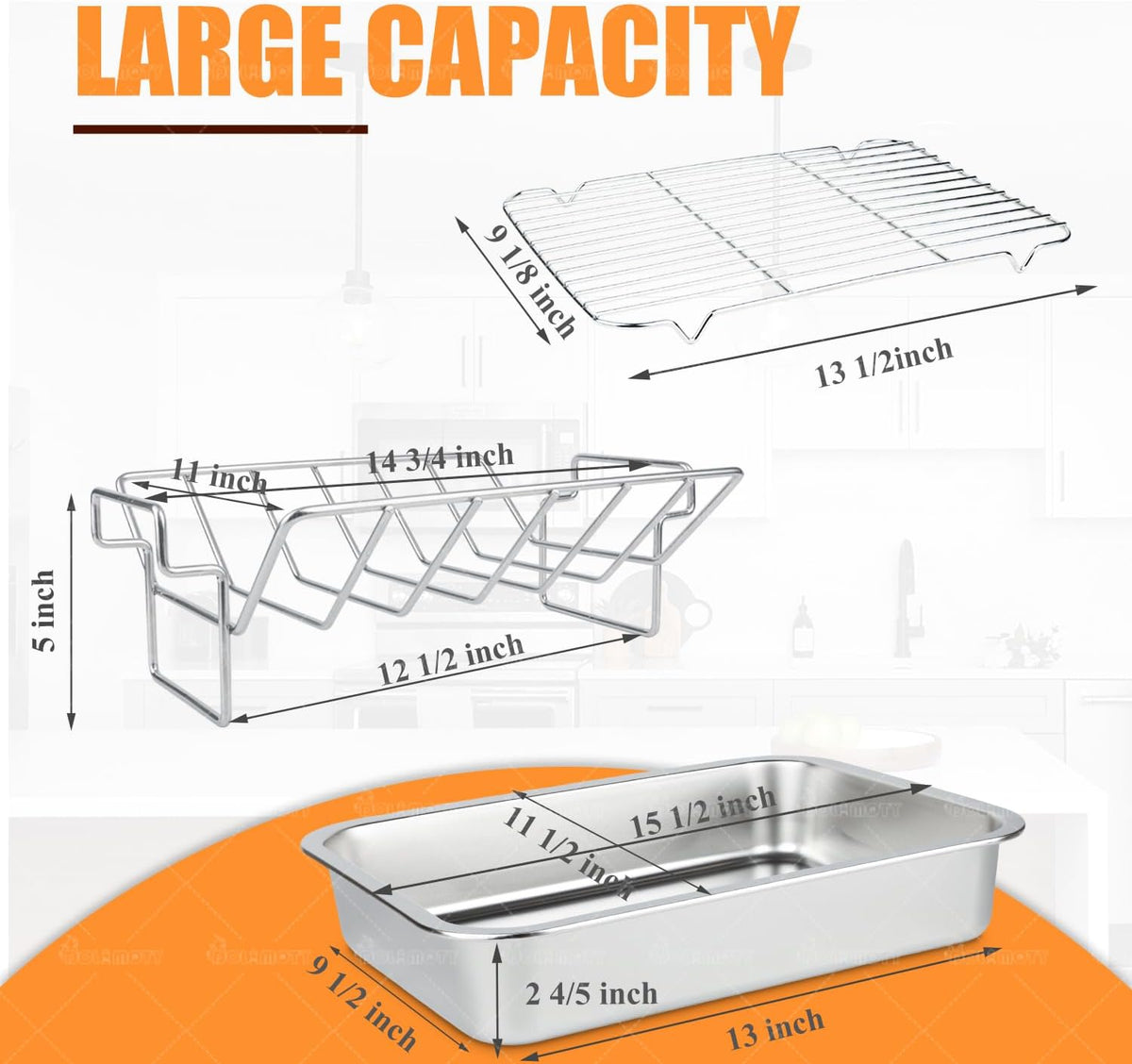 Turkey Roaster Roasting Rack with Pan for Oven, Stainless Steel