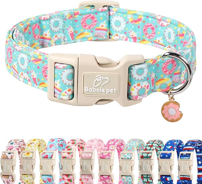 Adjustable Summer Dog Collar, Cute Mint Dessert Dog Collars by Babolepet
