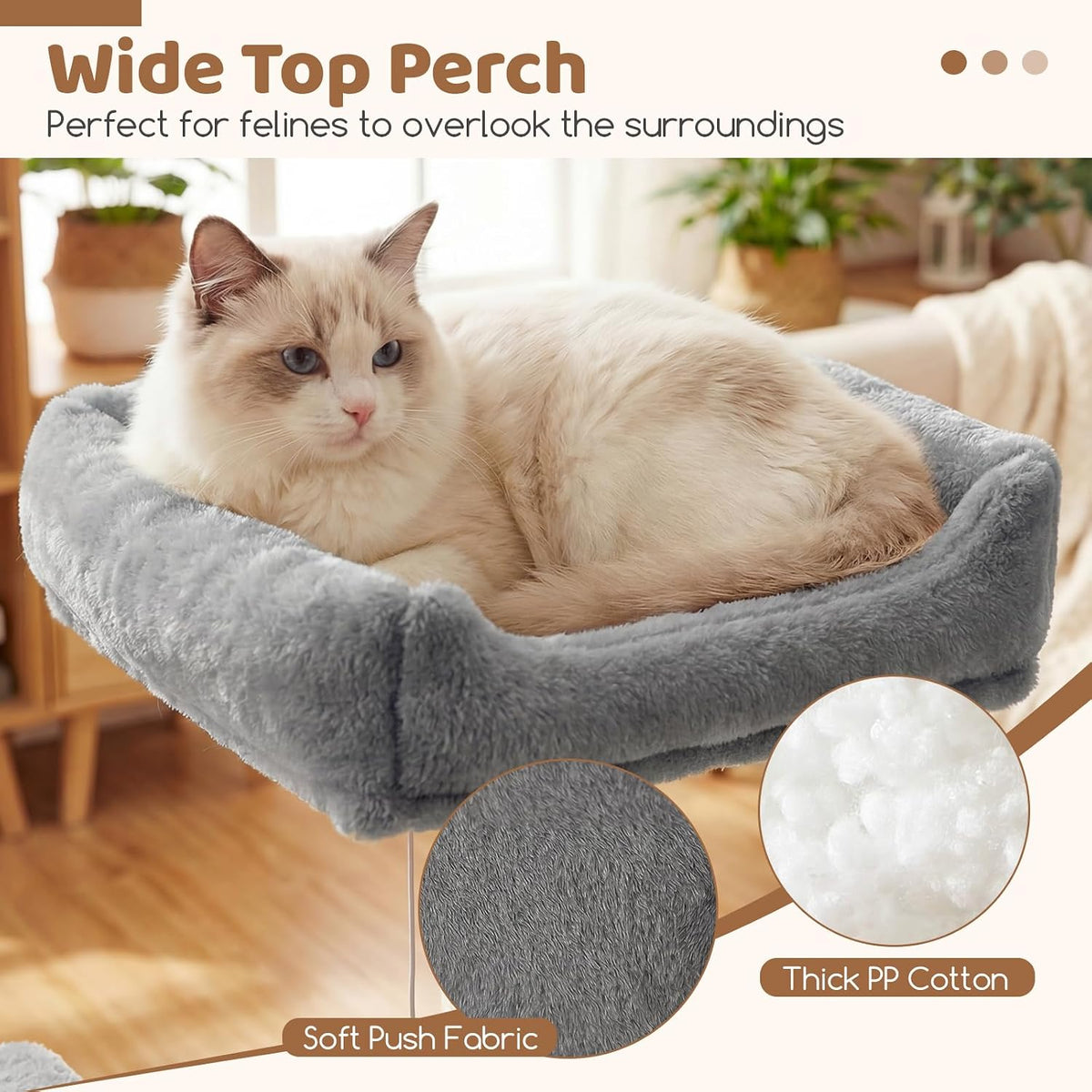 DORTALA Cat Tree for Indoor Cats, 66" Tall Cat Tower with 2 Condos, Sisal Scratching Posts, Plush Perch, Hammock, Dangling Balls, Multi-Level Pet Climbing Furniture Activity Center (Light Gray)