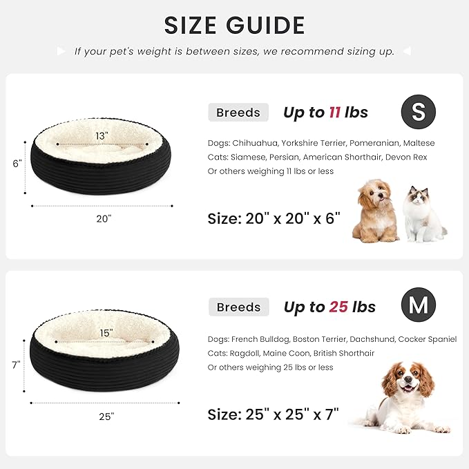 Love's cabin Round Donut Cat and Dog Cushion Bed, 25in Pet Bed - Image 4