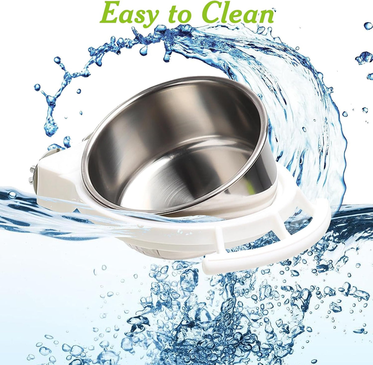 BNOSDM 2 PCS Bird Feeding Dish Cups Perch Stand Hanging Stainless Steel Bird Bowls Food Container Food and Water Bowls with Spoon for Budgie Cockatoo Finch Lovebirds Pigeons (White)