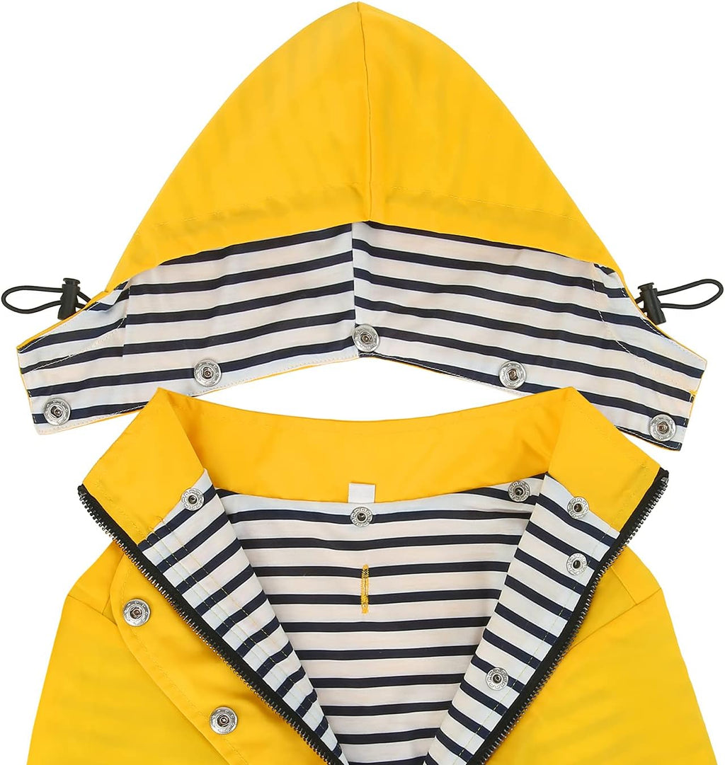 HDE Premium 2-Layer Zip Dog Raincoat Poncho w/Leash Hole & Hood Yellow 3XL