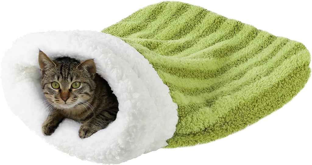 Cat Sleeping Bag Tunnel 360° Wrap Pet House Bed Warm Winter Sleeping Cuddler Cushion Hideaway Cave Plush Portable Soft Washable Room for Small Kitten Puppy Animals