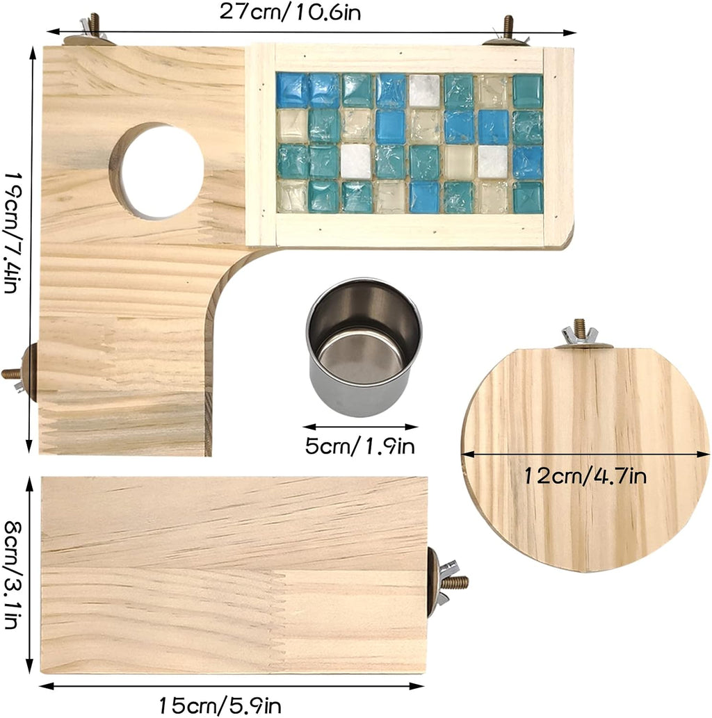 BNOSDM Hamster Cage Platform Wooden Chinchilla Ledges and Platforms 7Pcs