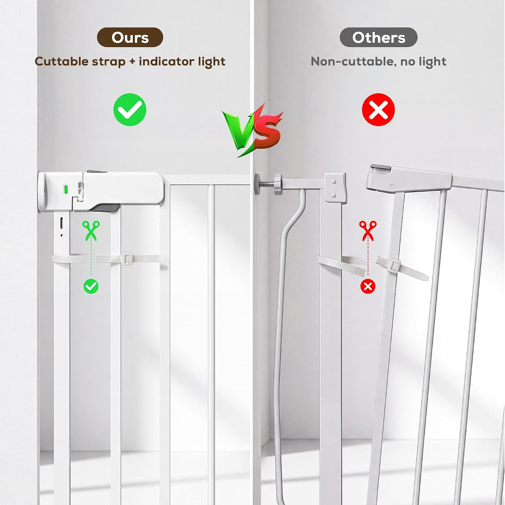 29.5"–45.2" Retractable No Bottom Bar Baby Gate for Stairs, 36" Tall