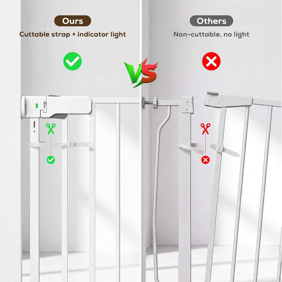29.5"–45.2" Retractable No Bottom Bar Baby Gate for Stairs, 36" Tall