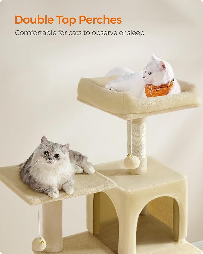 Feandrea Cat Tree, 55.1-Inch Cat Tower, Plush Multi-Level Condo - Image 3