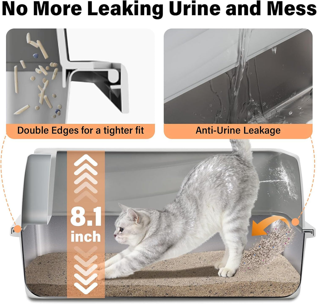 Stainless Steel Litter Box with Lid,Cat Litter Box for Kitten
