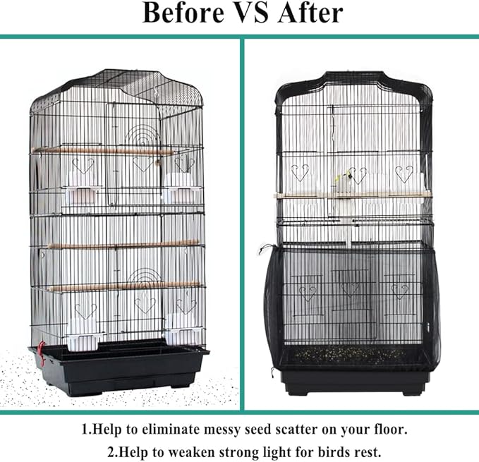 ASOCEA Bird Cage Seed Catcher, Universal Bird Cage Cover Skirt, Adjustable - Image 4
