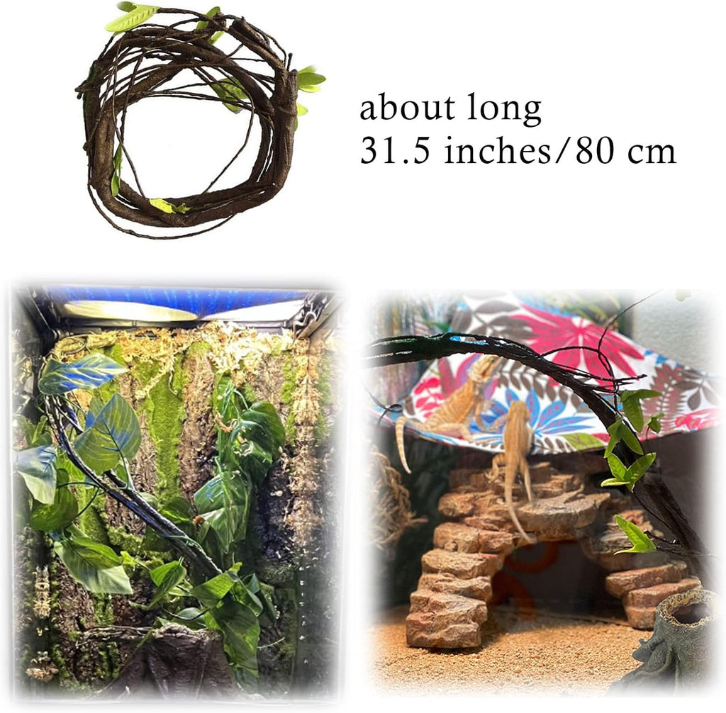 4 PCS Bearded Dragon Hammock,Lizard Lounger Reptile Natural Seagrass Hammocks Climb Vines Plant Decoration Terrarium Accessories for Lizards Chameleon Gecko Snakes Crown Geckos
