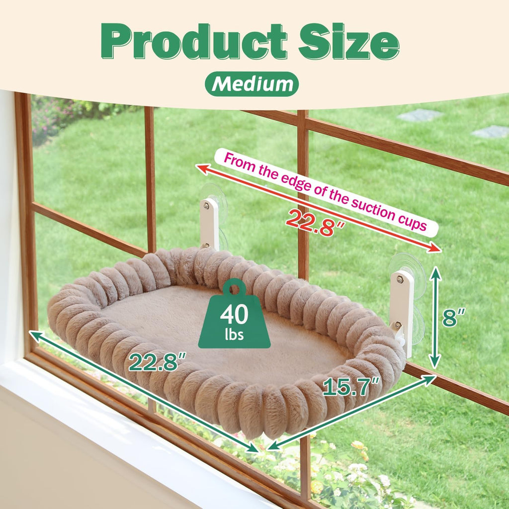 Zakkart SnugCloud Foldable Cat Window Perch (Brown, M)