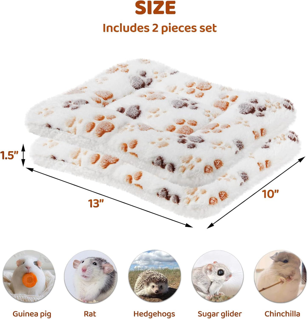 2 Pcs Guinea Pig Bed Mat Washable, Rabbit Winter Bed Pad for Indoor, Warm Small Animal Bed Mattres & Pet Small Rat Toilet, Square Potty Trainer Corner Litter Bedding Box Pet Pan