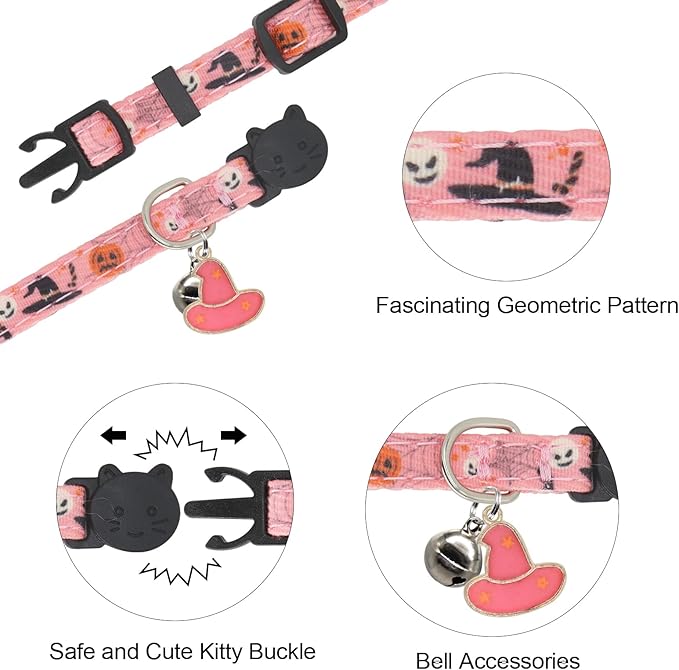 Halloween Cat Collar, Cotton 2 Pack Cat Collar - Image 4