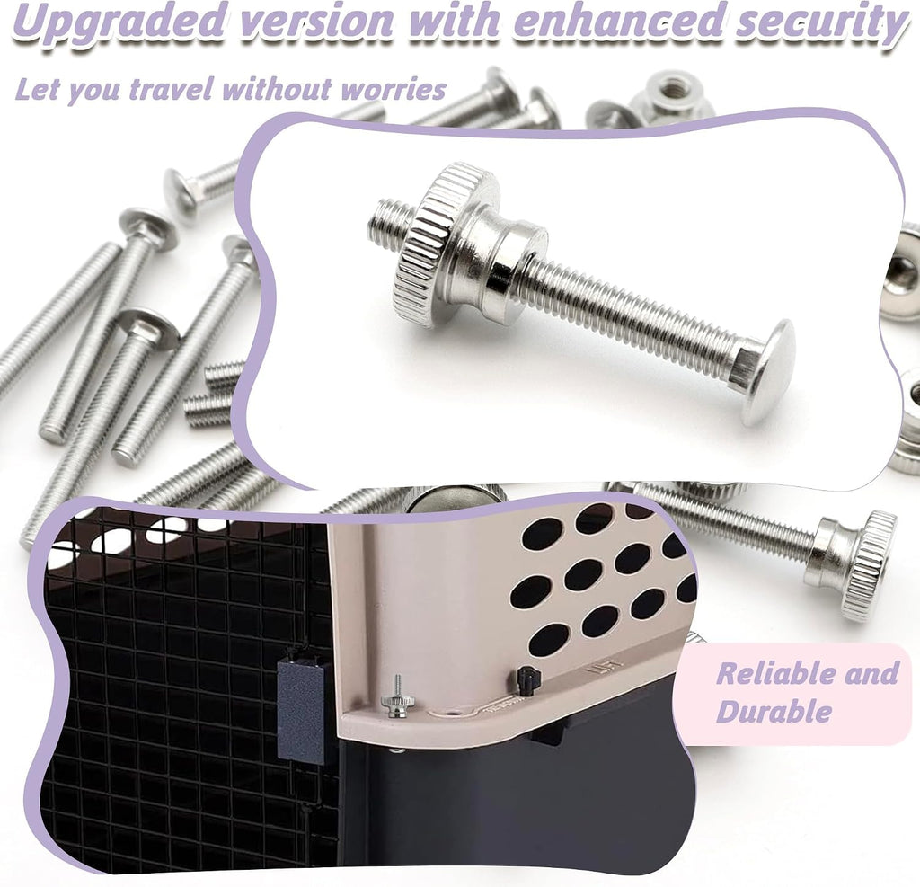 20 Sets Pet Carrier Replacement Fasteners - Heavy Duty Stainless Steel Bolts and Nuts for Kennel - Dog and Cat Replacement Parts, M540-R