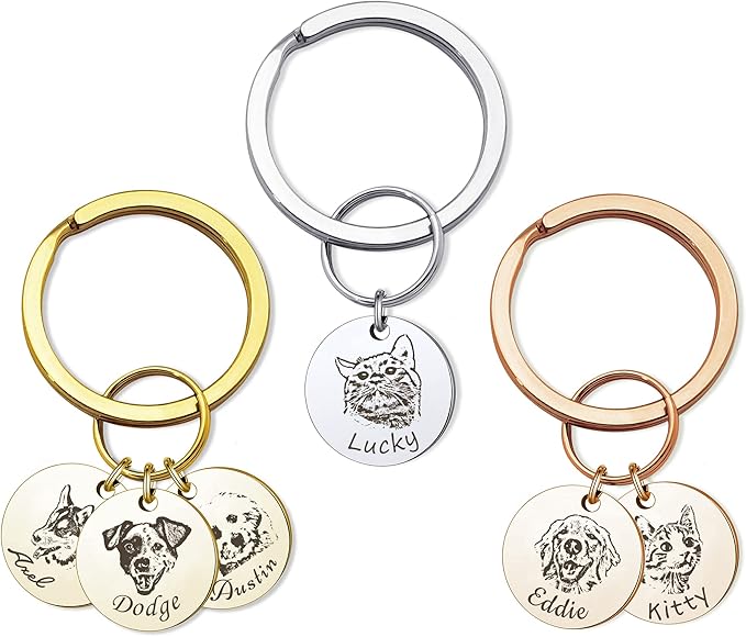 Anavia Personalized Pet Portrait Keychain, Customized Pet Photo Handmade by Anavia