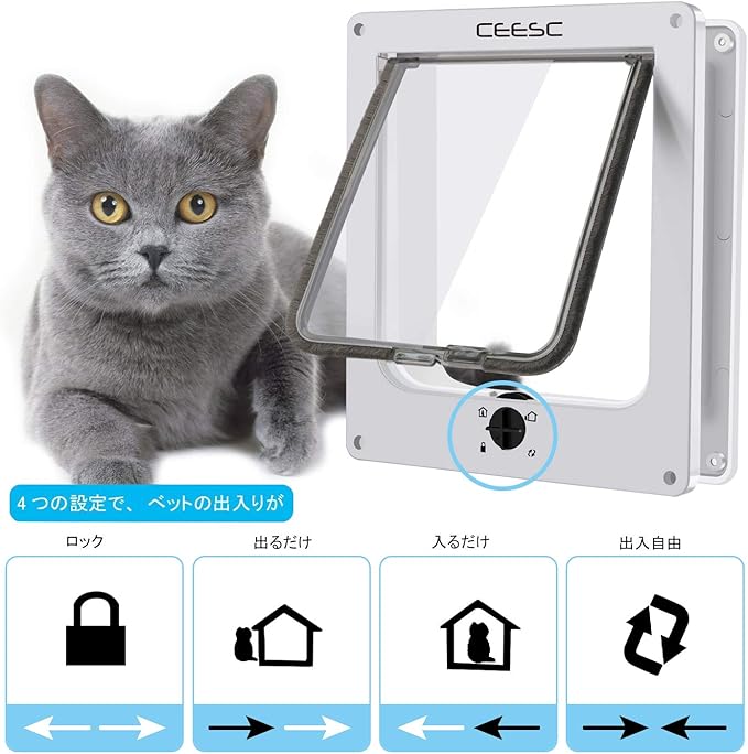 CEESC Extra Large Cat Door, Rotary 4 Way Locking Cat Door - Image 2