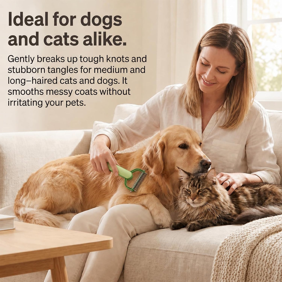2PC Double Sided Dematting Comb for Dogs and Cats, Pet Grooming Comb