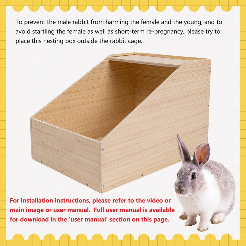Rabbit Nesting Box, 18"x13"x12", Wood