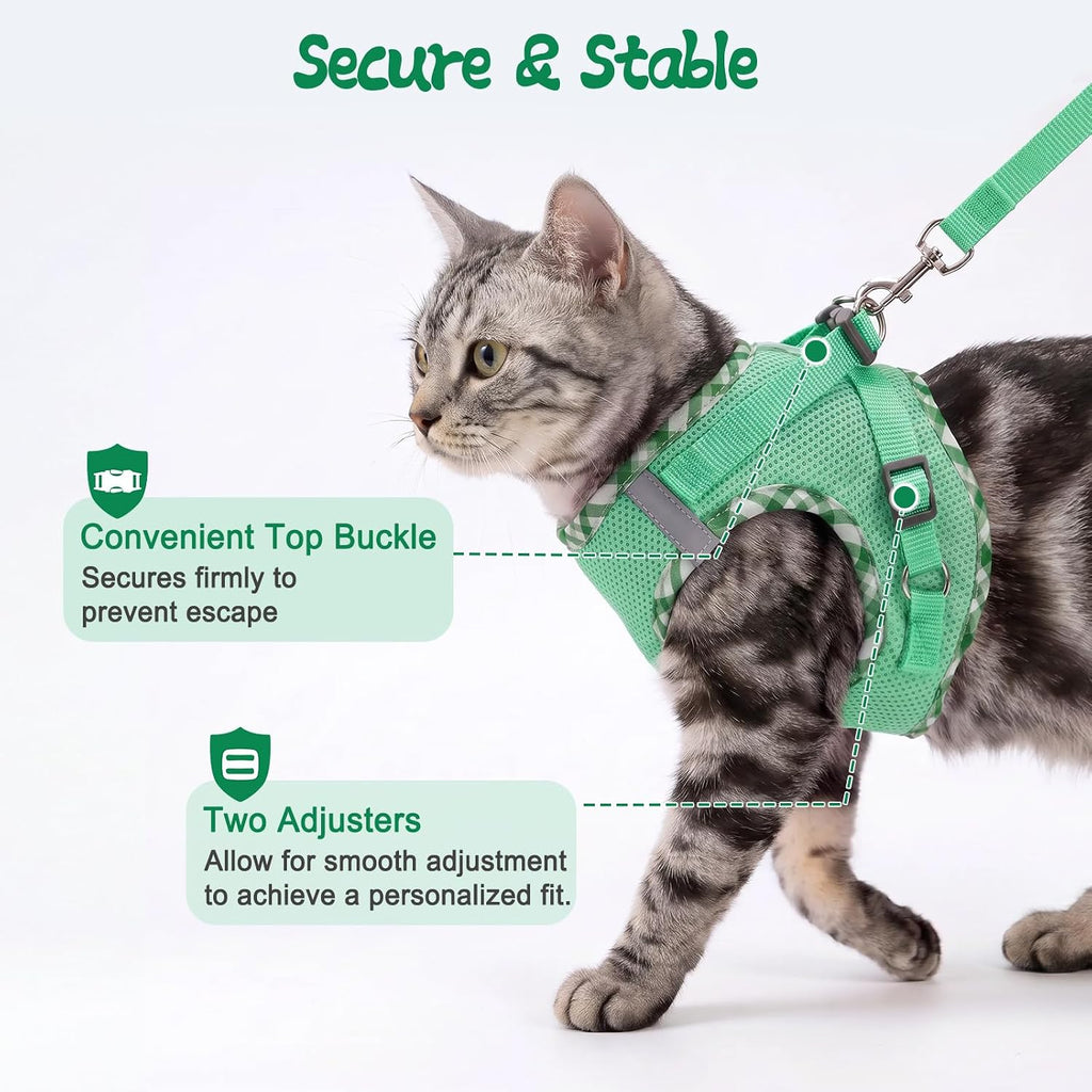 Tensho Cat Harness and Leash Set Escape Proof Vest, Green S
