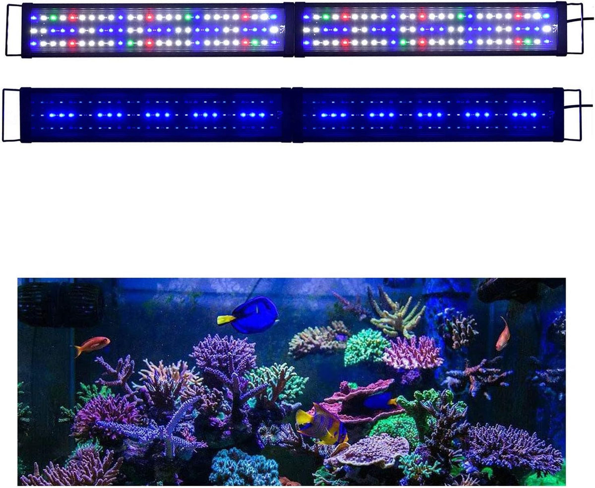 Upgraded Aquarium Light LED Full Spectrum 48-60 inch Foldable Hood Lamp for Freshwater Marine Plant Multi-Color Decorations Light (24"+24")