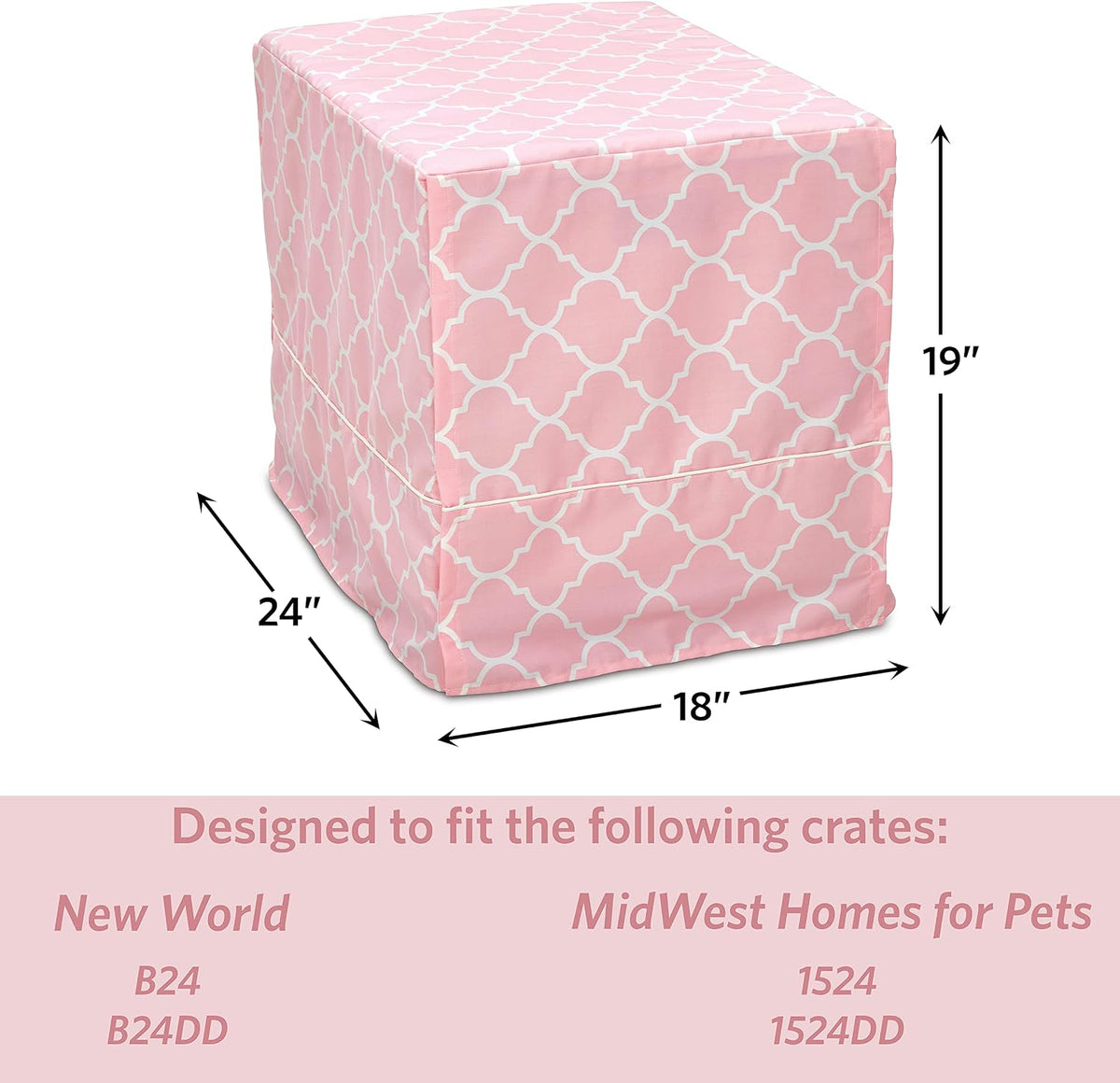 MidWest Homes for Pets Small Dog Crate Cover Featuring Teflon Fabric Protector, Poly-Cotton Privacy Kennel Cover Fits Most 24-inch Crates, Pink Designer Print, Machine Washable, Reduces Barking