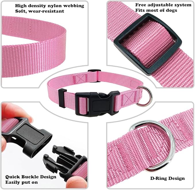 Pink Dog Collar Basic Adjustable Dog Collars - Image 3
