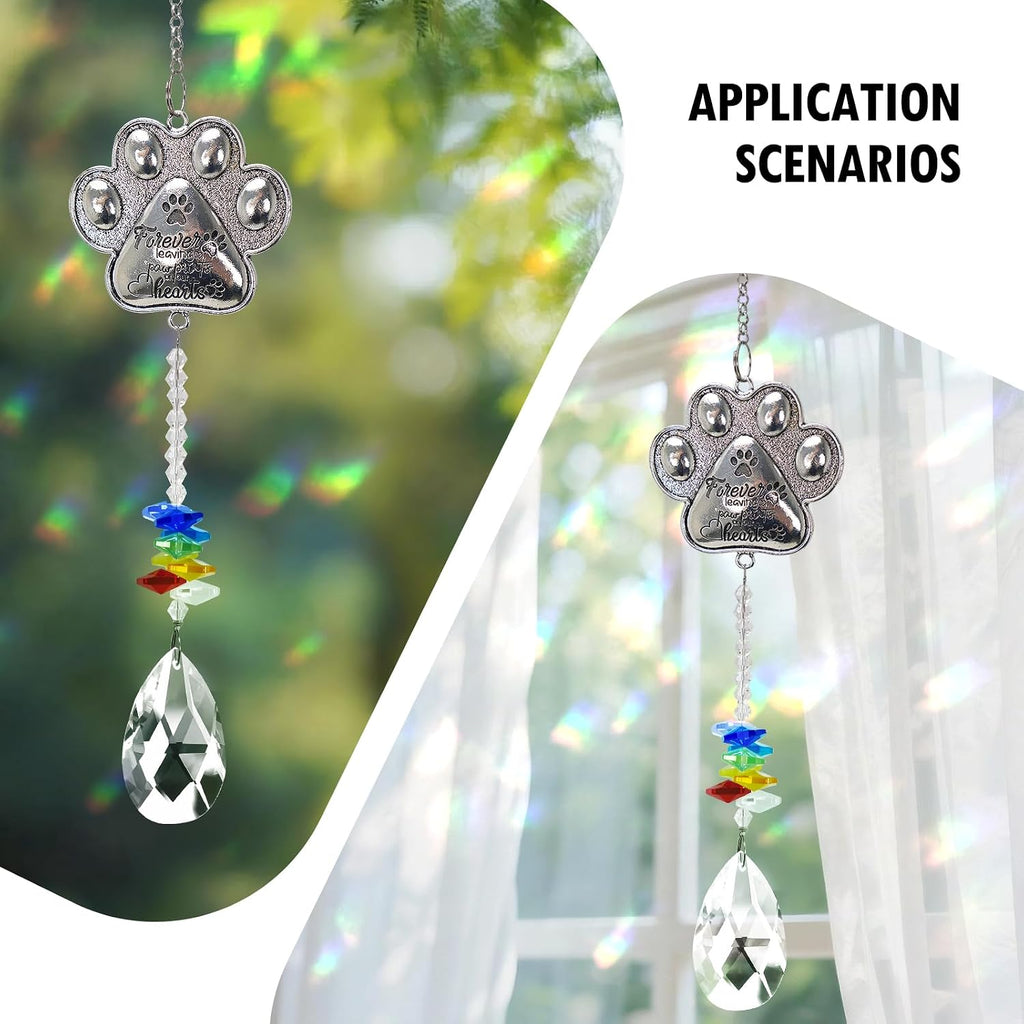 Pet Memorial Suncatcher - Loss of Pet Sympathy Gift for Dog and Cat Owners with Crystals, Indoor Window Suncatchers, Bereavement Gifts Dog Memorial (Colorful)