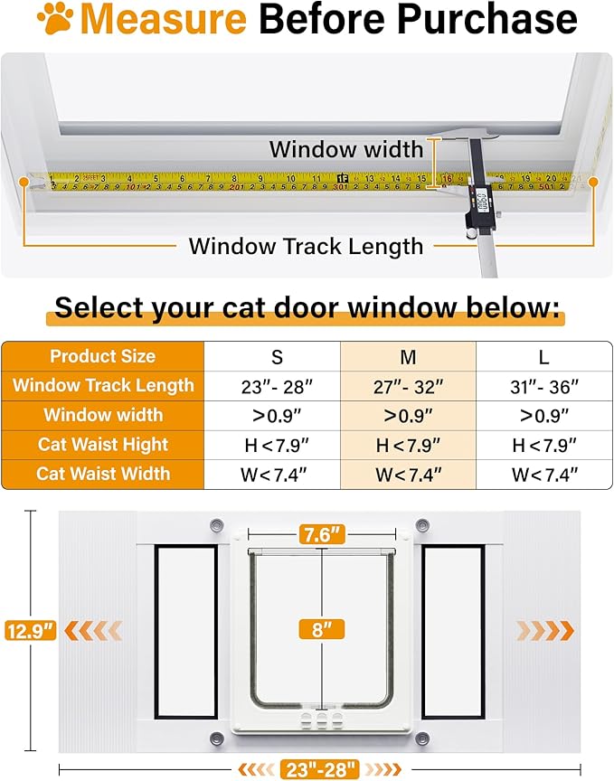Cat Door for Window Weatherproof: Aluminum Frame Flap Pet Door Quick Fit Window - Image 7